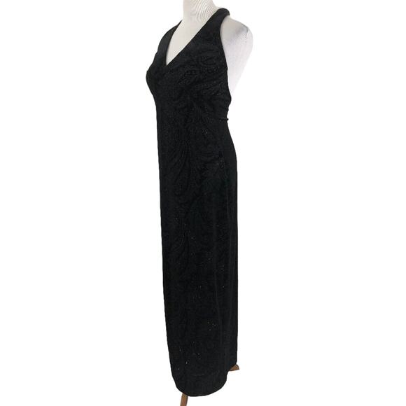City Triangles Evening Halter Dress Column Velvet Glitter Backless Black Small - Picture 7 of 10